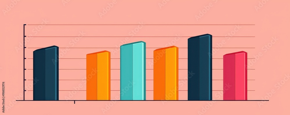 Colorful bar graph depicting data trends on a pink background, ideal for presentations and analysis. Colorful bar graph depicting data trends on a pink background, ideal for presentations and analysis.