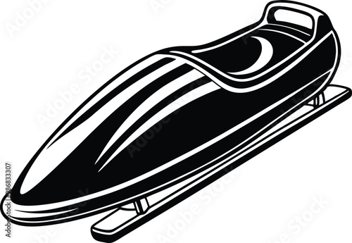 Bobsleigh silhouette icon, Vector illustration on black and white.