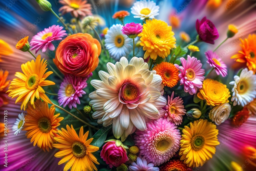 Vibrant flower bouquet in full bloom
