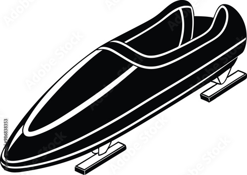 Bobsleigh silhouette icon, Vector illustration on black and white.