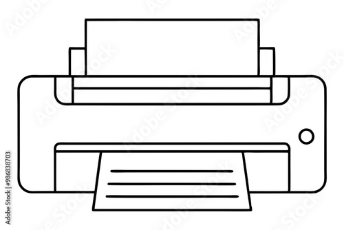 Printer outline vector, Home printer continuous line drawing, scanner, fax, photo printer, copier.