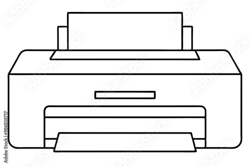 Printer outline vector, Home printer continuous line drawing, scanner, fax, photo printer, copier.



