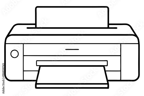 Printer outline vector, Home printer continuous line drawing, scanner, fax, photo printer, copier.



