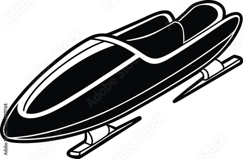 Bobsleigh silhouette icon, Vector illustration on black and white.