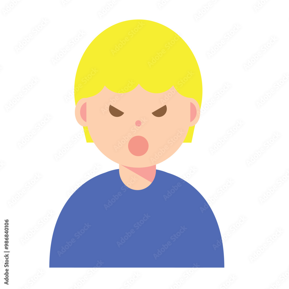 怒った顔の女性のイラスト 怒った顔の女性のイラスト