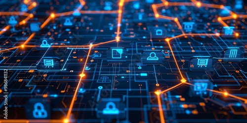 A dynamic visual representation of network security, highlighting layers of defense like firewalls, antivirus, and secure servers, to ensure comprehensive protection of digital assets