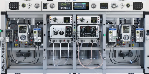 Wallpaper Mural High-resolution image of a life support machine with ventilator components, including oxygen flow meters and alarms, demonstrating essential equipment in emergency medical care Torontodigital.ca