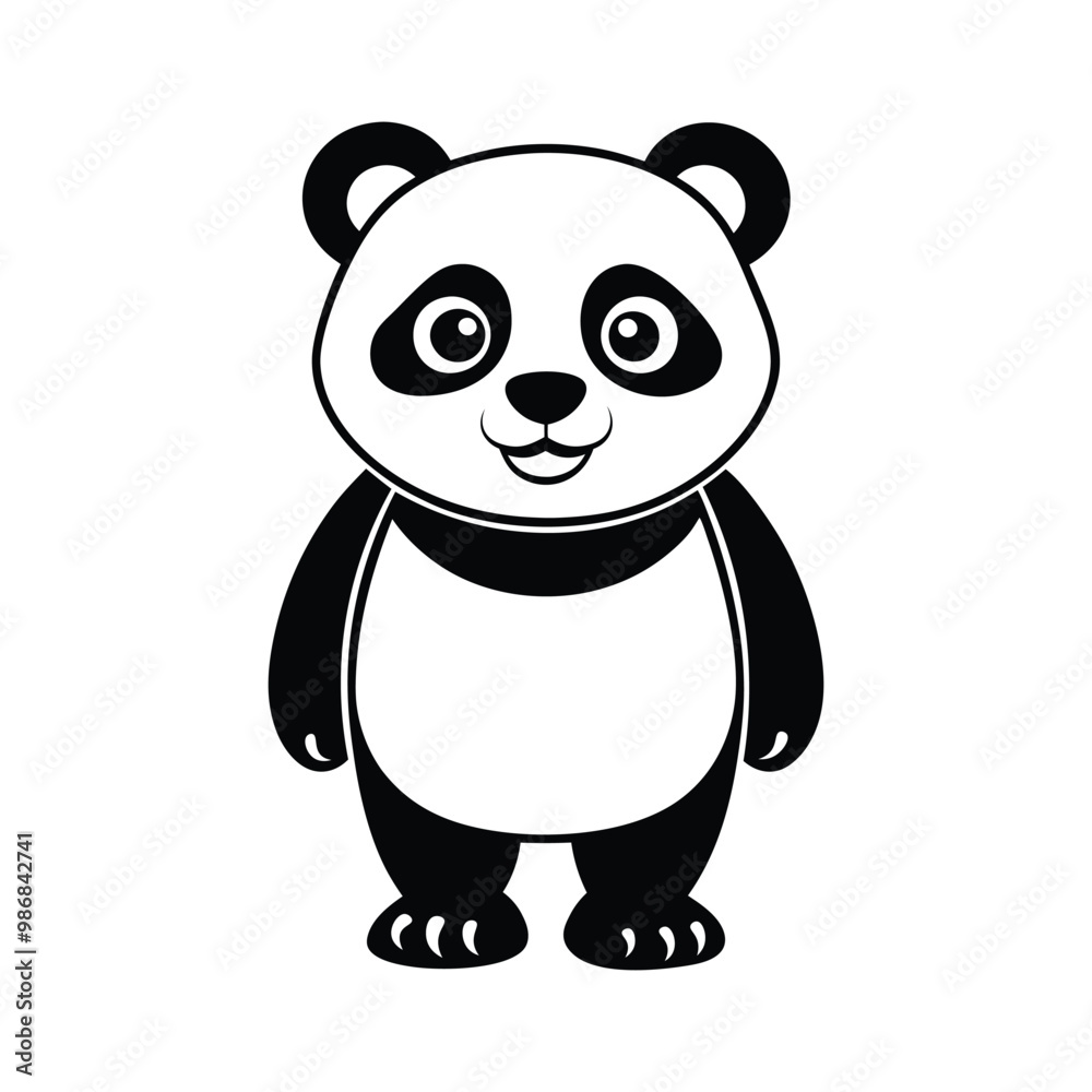 Cute Panda silhouette vector art illustration isolated on white background. Cute Panda silhouette vector art illustration isolated on white background.