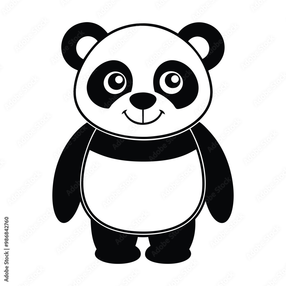 Cute Panda silhouette vector art illustration isolated on white background. Cute Panda silhouette vector art illustration isolated on white background.