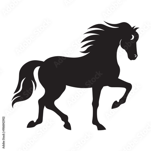 Horse silhouette vector illustration isolated on white background. photo