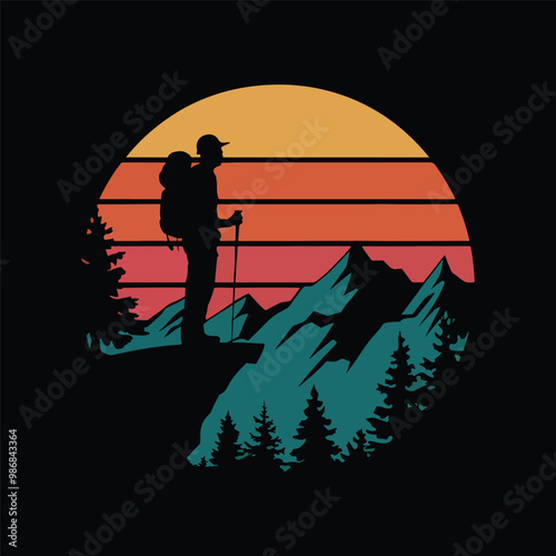 hiking t shirt design vector illustration