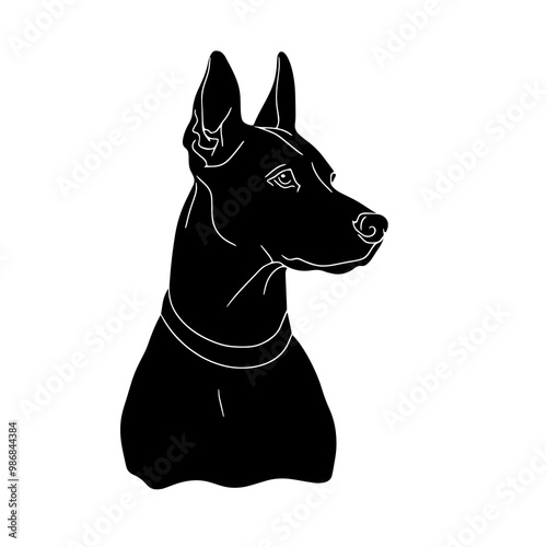 vector silhouette of a Doberman Pinscher