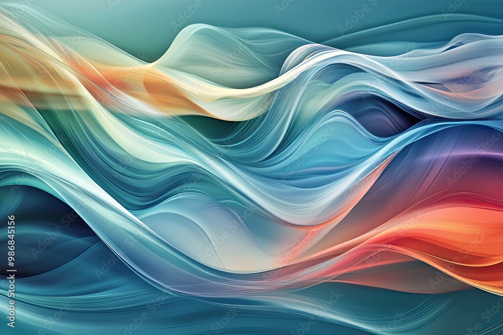 Abstract waves in motion, with smooth curves and flowing lines in oceanic colors Abstract waves in motion, with smooth curves and flowing lines in oceanic colors
