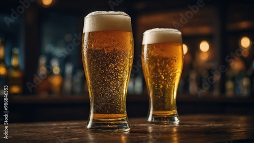 beer glasses on table