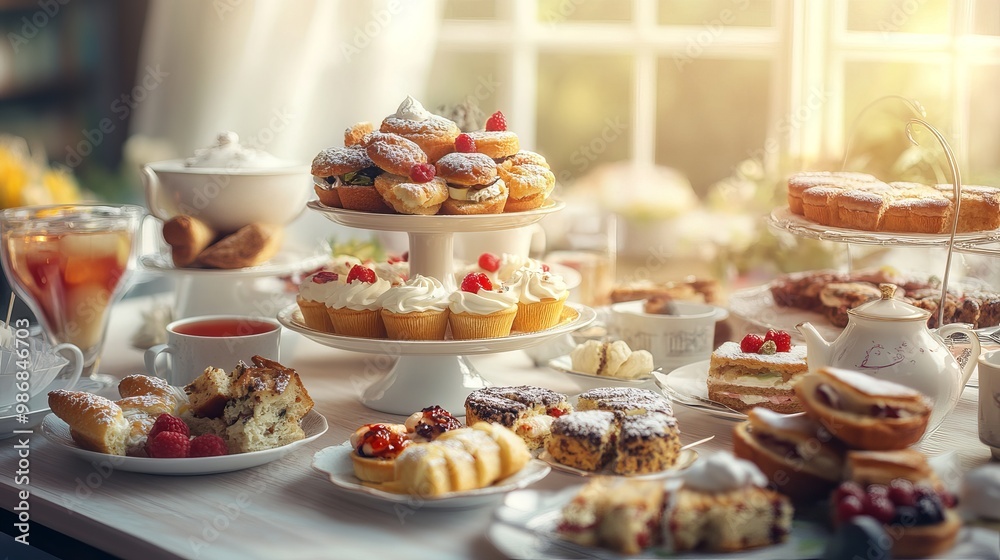 Traditional tea table with cake and sandwich options
Traditional tea table with cake and sandwich options