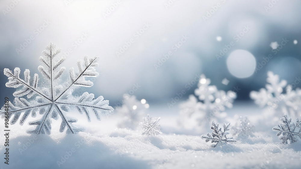 Snowflakes on snow background. Christmas and New Year concept. Snowflakes on snow background. Christmas and New Year concept.