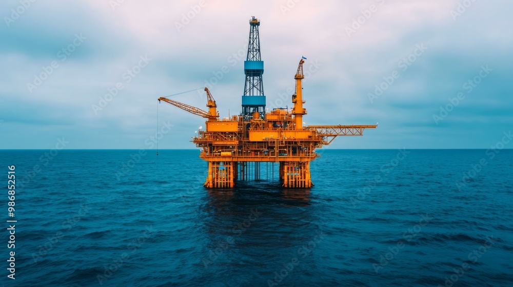 Obraz premium Offshore oil rig in calm ocean waters