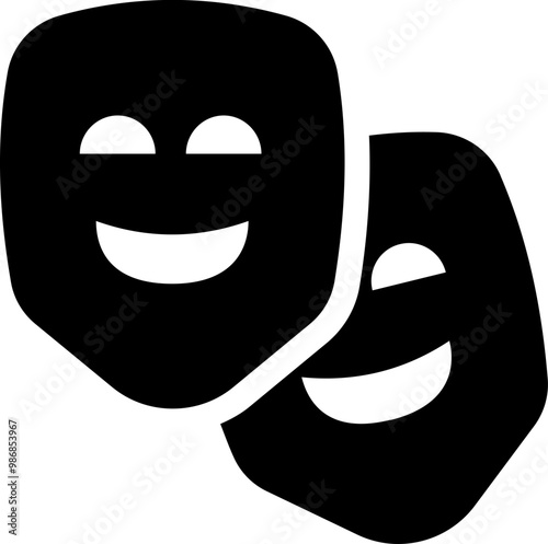 UI theatre mask Vector Icon Illustration. Glyph Style
