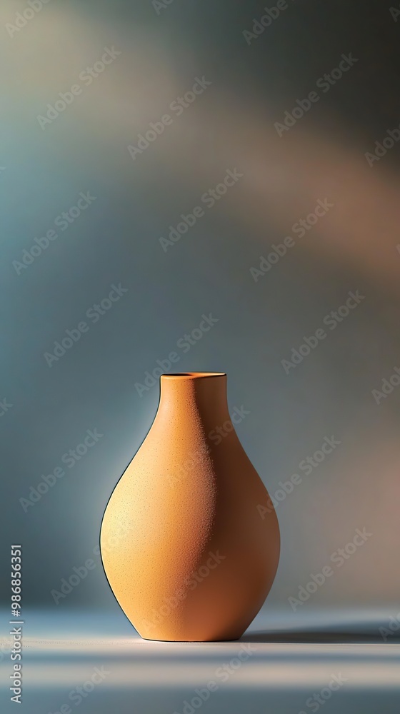 Simple terracotta vase on a blue background. Simple terracotta vase on a blue background.
