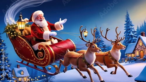 santa claus and reindeer