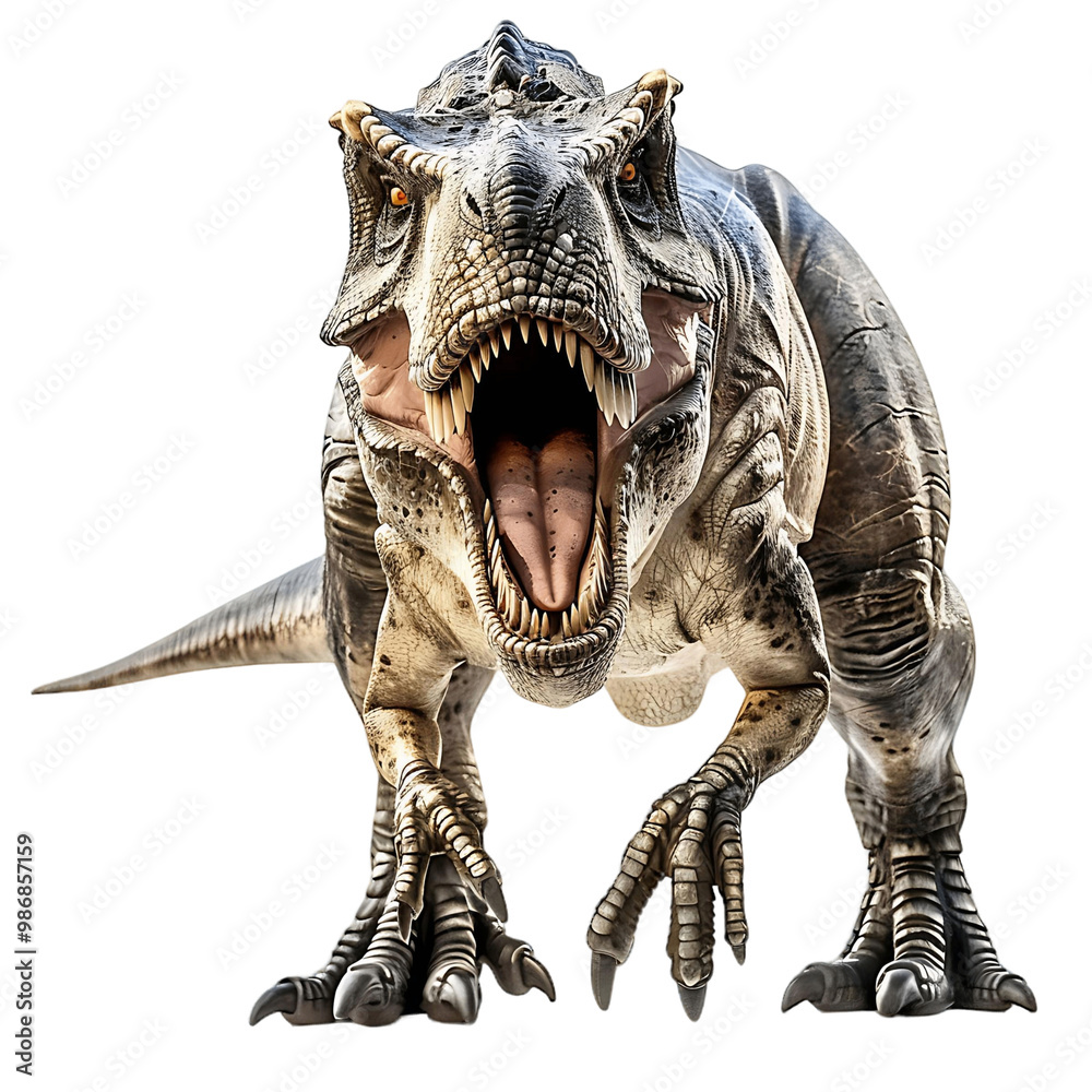 Fototapeta premium Tyrannosaurus Rex Dinosaur Isolated on Transparent Background Ideal for Animations