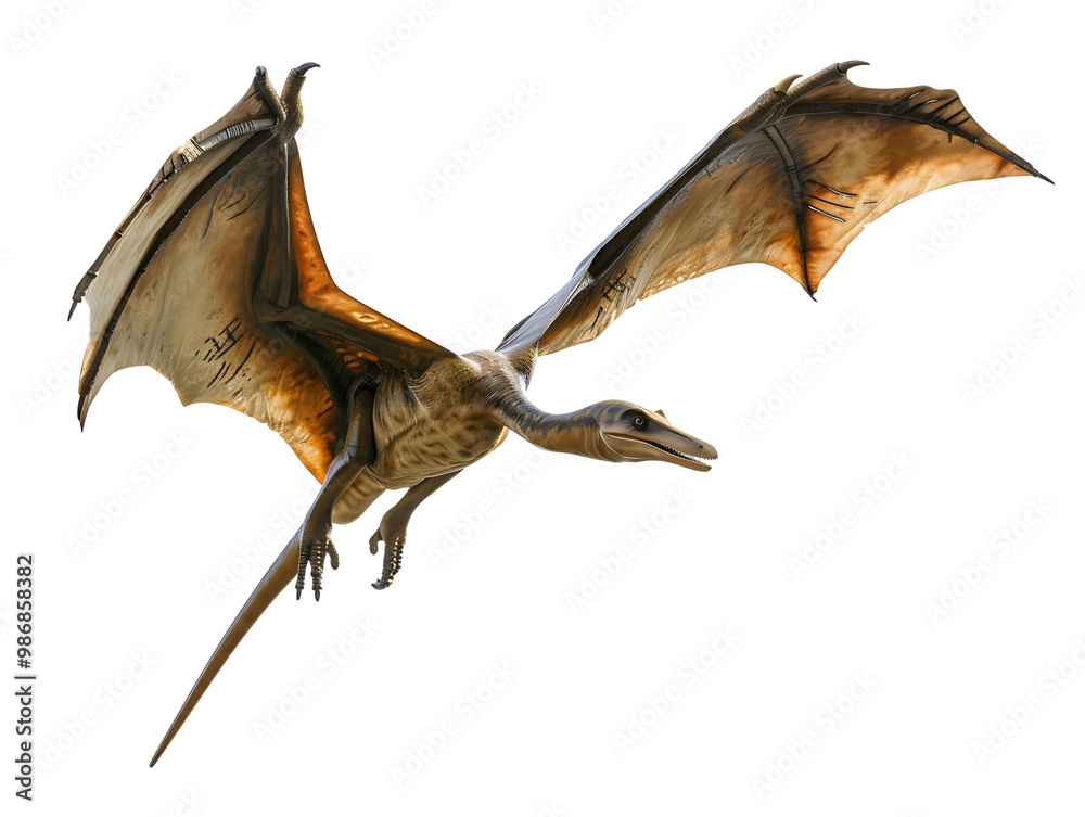 Fototapeta premium Stunning pterodactyl Dinosaur Isolated on Transparent Background for Visual Effects