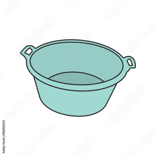 Simple plastic basin icons in lineal color style vector illustration, laundry basin, plastic wash, home appliance