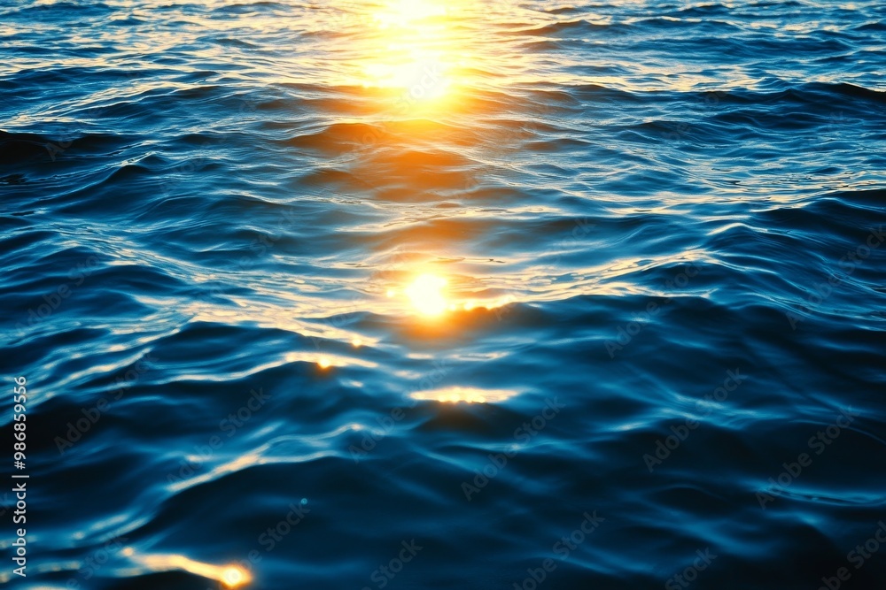 Sunlit Ocean Waves: A captivating image of the ocean's surface illuminated by the sun, showcasing the beauty and tranquility of nature, with shimmering reflections, rippling waves, and the warm glow o Sunlit Ocean Waves: A captivating image of the ocean's surface illuminated by the sun, showcasing the beauty and tranquility of nature, with shimmering reflections, rippling waves, and the warm glow o