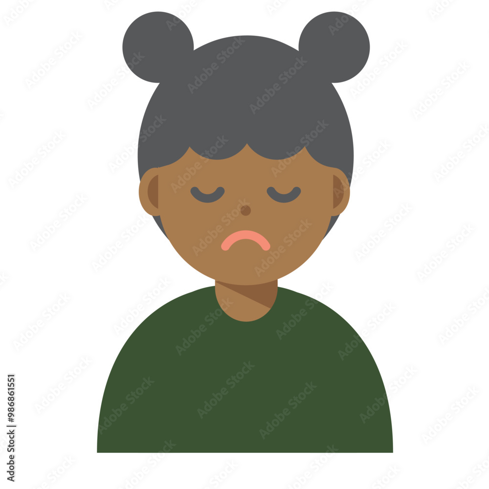 目を瞑る女性のイラスト 目を瞑る女性のイラスト