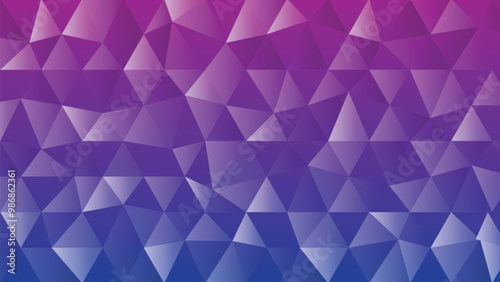 Abstract background featuring a gradient of purple and blue triangles, creating a modern, seamless, and vibrant geometric pattern.
