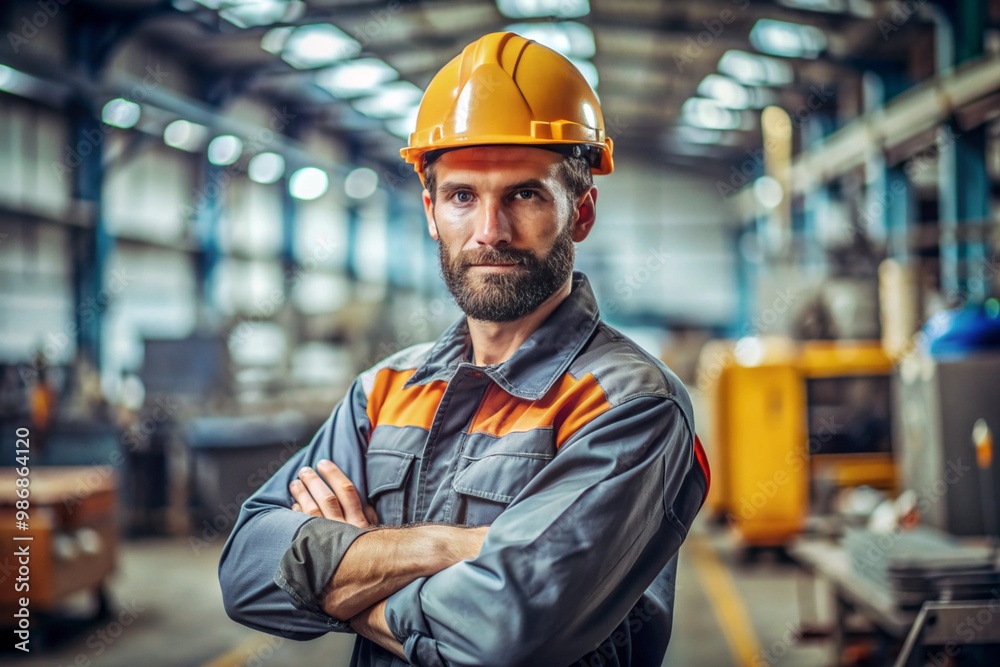 A man wearing a yellow hard hat and a red A man wearing a yellow hard hat and a red