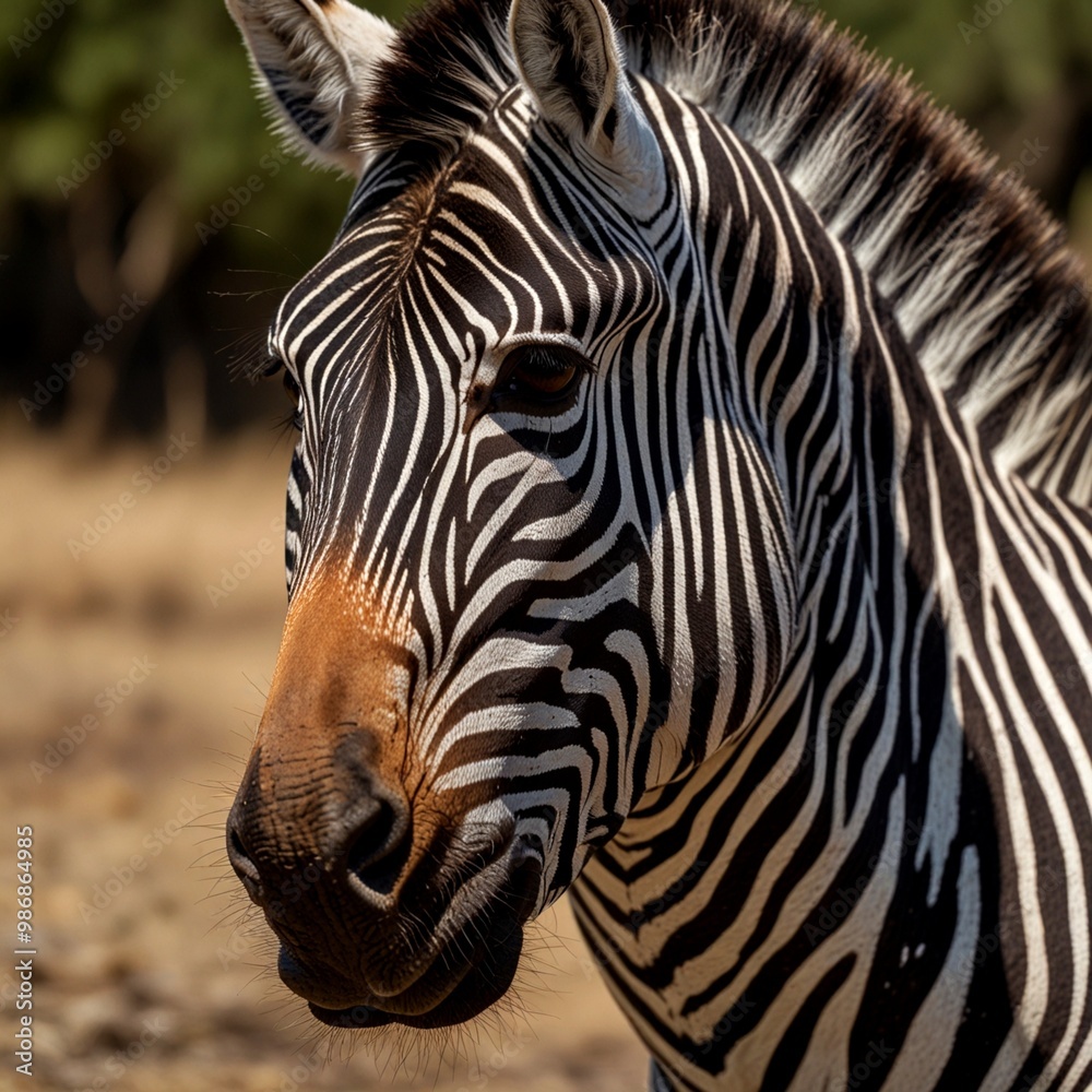 シマウマの顔のアップ画像