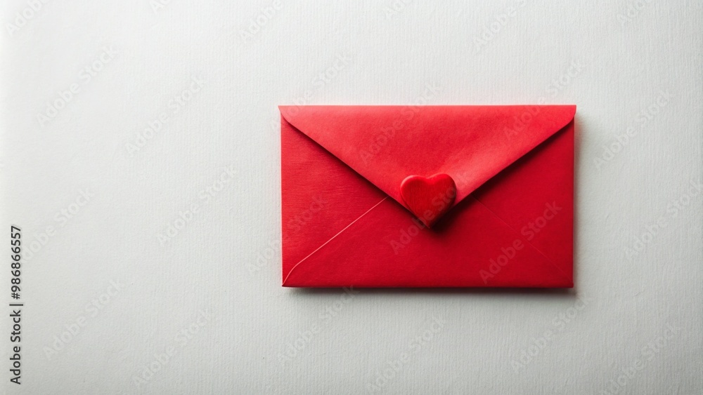 Red Envelope with Heart Decoration on White Background Red Envelope with Heart Decoration on White Background