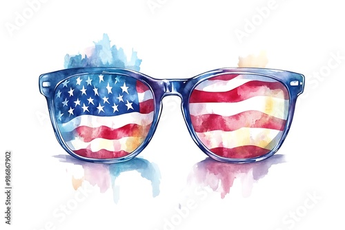 Sunglasses and mustaches. American flag.