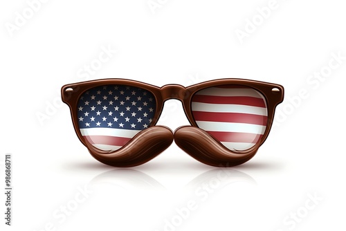 Sunglasses and mustaches. American flag. illustration