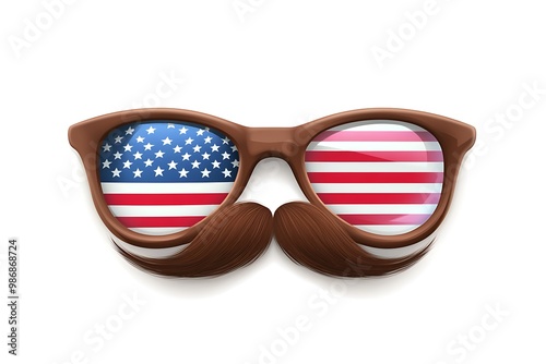 Sunglasses and mustaches. American flag. illustration