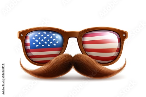 Sunglasses and mustaches. American flag. illustration