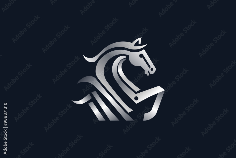 Elegant Silver Horse Logo - Vector Illustration Elegant Silver Horse Logo - Vector Illustration
