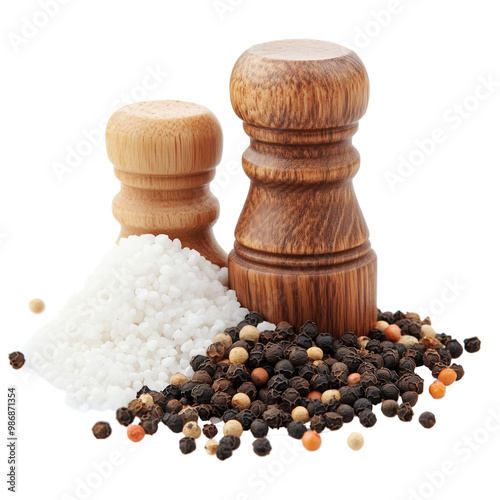 Salt and pepper isolated on a transparent background