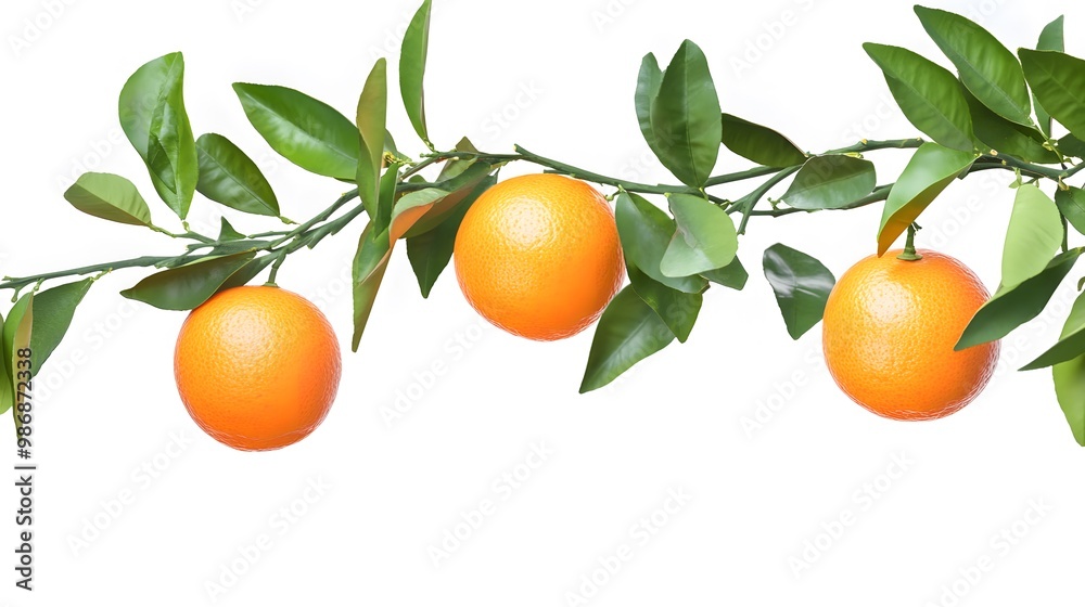 Citrus orange fruits with green leaves isolated on a white transparent background. Citrus orange fruits with green leaves isolated on a white transparent background.