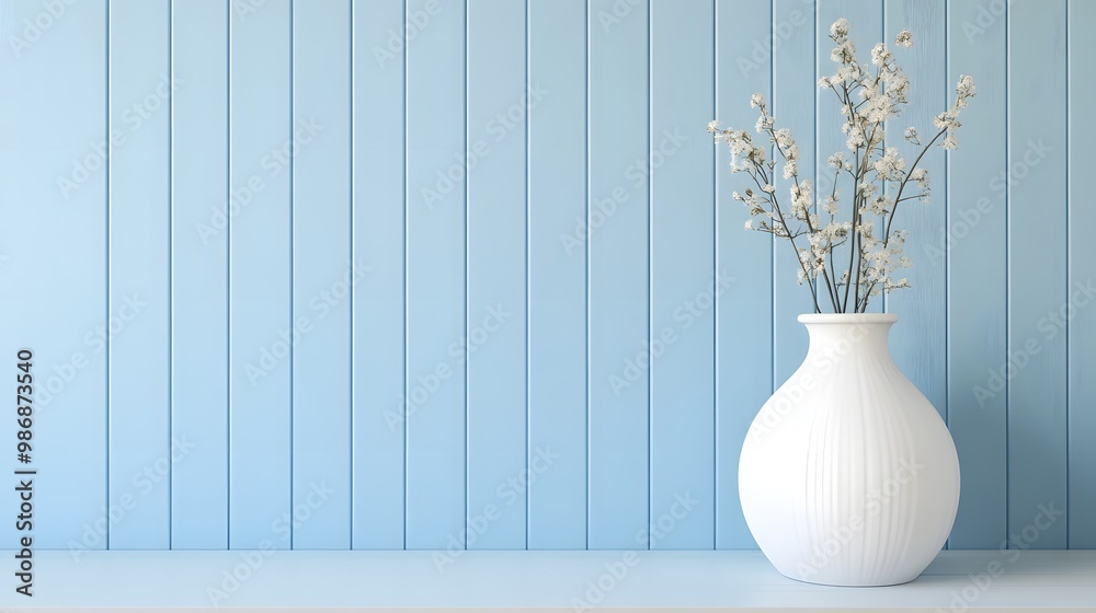 Classic blue and white beadboard wood decoration with retro wainscot design. Classic blue and white beadboard wood decoration with retro wainscot design.