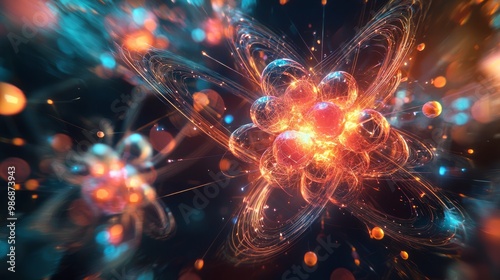 Illuminating Nuclear Fission: Abstract Visualization of Interconnected Atoms and Energy Flows for Educational Concepts