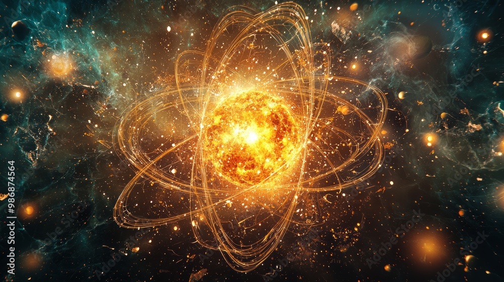 Obraz premium Exploring the Phenomenon of Nuclear Fission Through Detailed Atomic Imagery