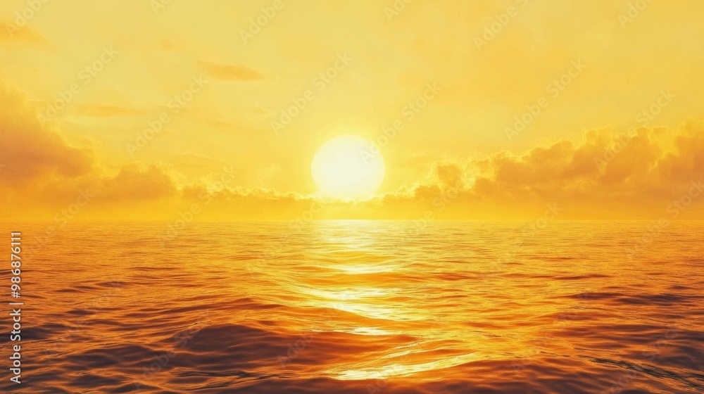 Yellow aesthetic sunset over the ocean, peaceful and beautiful, Yellow aesthetic sunset over the ocean, peaceful and beautiful,