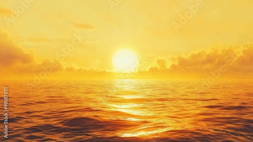 Yellow aesthetic sunset over the ocean, peaceful and beautiful,