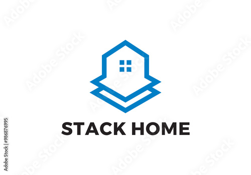 simple stack home logo, house loan investment symbol vector design 