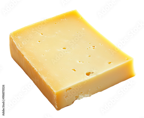 Delicious square piece of cheese, isolated on transparent cutout background photo