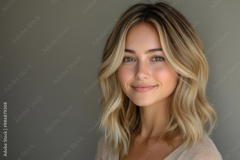 Beautiful blonde woman smiling in restaurant interior Beautiful blonde woman smiling in restaurant interior