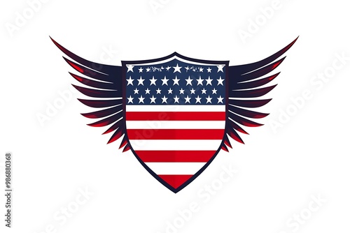 Shield with wings as a USA heraldic symbol for design. Jpeg version also available in gallery