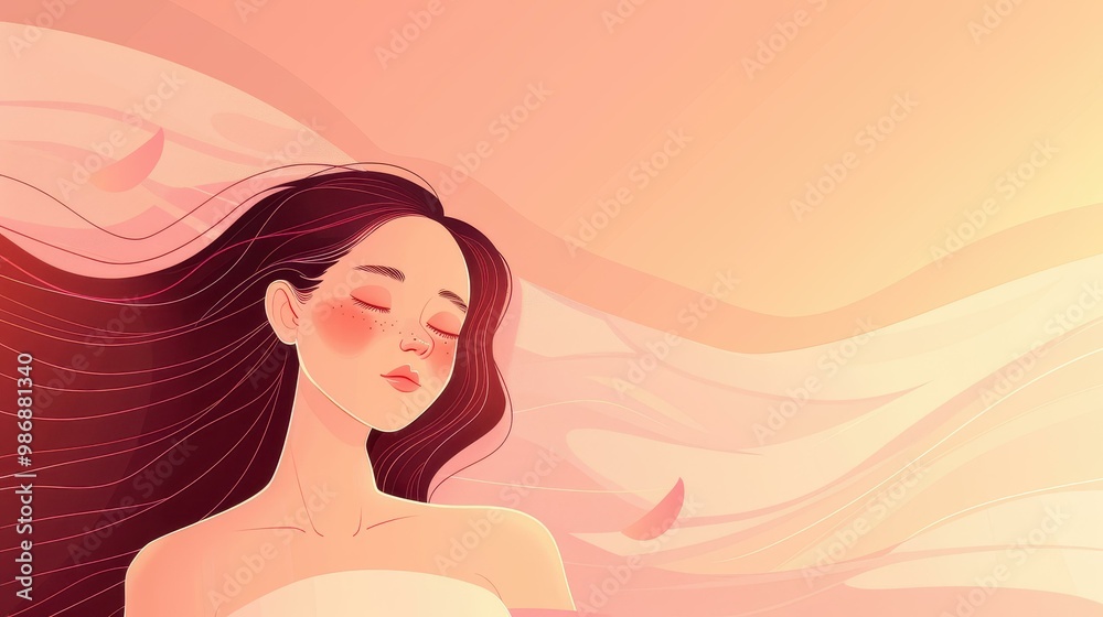 A serene illustration captures a girl in deep slumber, her hair flowing elegantly across the pillow, embodying healthy habits. A serene illustration captures a girl in deep slumber, her hair flowing elegantly across the pillow, embodying healthy habits.